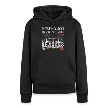 Garde d’enfants Enseignante Enseignante en garderie - Sweat à capuche Premium bio Femme - noir - Devant - Julia (174cm)