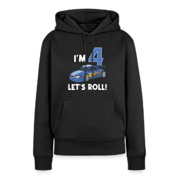 Kindergeburtstag Autorennen Auto / 4 Jahre - Frauen Premium Bio Hoodie - Schwarz - Vorne - Julia (174cm)