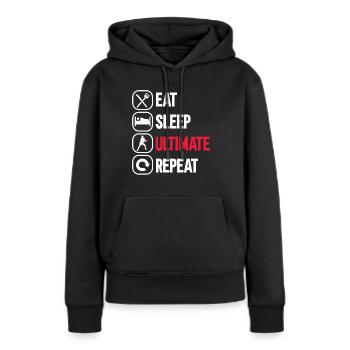 Ultimate Frisbee Wurfscheibe - Frauen Premium Bio Hoodie - Schwarz - Vorne - Julia (174cm)
