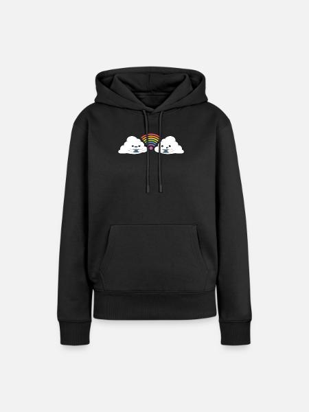 Wolke Wlan Regenbogenfarben - Frauen Premium Bio Hoodie - Schwarz