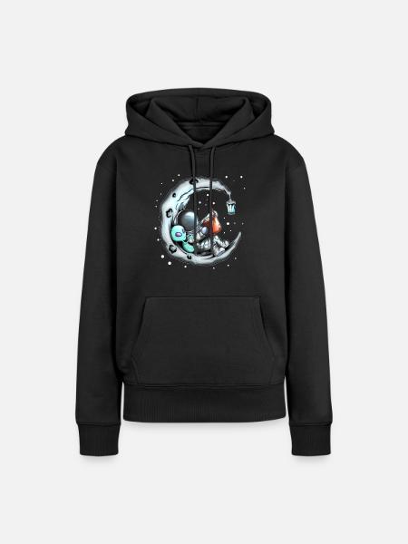 Alien Astronaut Lesen Buch auf dem Mond Leseratte - Dame Premium hoodie, økologisk bomuld - sort