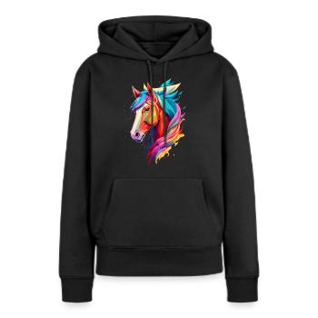Polygon Pferd - Frauen Premium Bio Hoodie - Schwarz - Vorne - Julia (174cm)