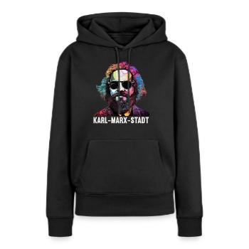 Le communisme a quitté le marxisme Karl Marx - Sweat à capuche Premium bio Femme - noir - Devant - Julia (174cm)