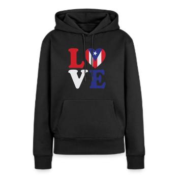 Love Puerto Rico Flag Heart Boricua - Sweat à capuche Premium bio Femme - noir - Devant - Julia (174cm)
