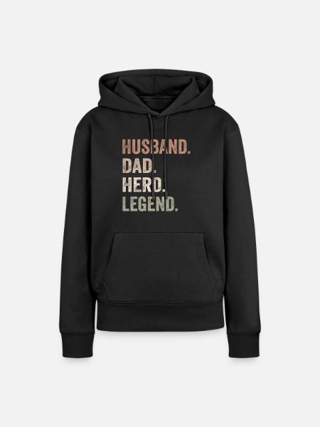 Ehemann Papa Heldenlegende - Frauen Premium Bio Hoodie - Schwarz