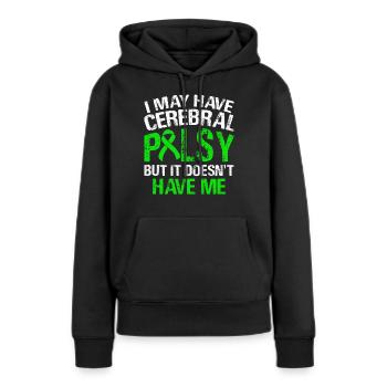 J’ai une connaissance de la - Sweat à capuche Premium bio Femme - noir - Devant - Julia (174cm)