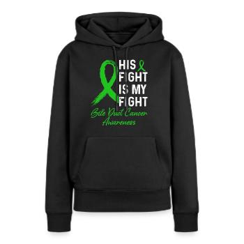 Sensibilisation au cancer des canaux biliaires - Sweat à capuche Premium bio Femme - noir - Devant - Julia (174cm)