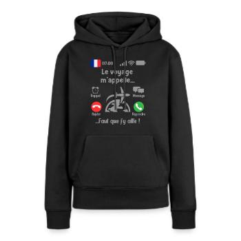 Le voyage M'appelle Faut que j'y aille! - Sweat à capuche Premium bio Femme - noir - Devant - Julia (174cm)