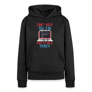 Je ne peux pas aider jusqu’à ce que vous mettiez en place un support technique de ticket - Sweat à capuche Premium bio Femme - noir - Devant - Julia (174cm)
