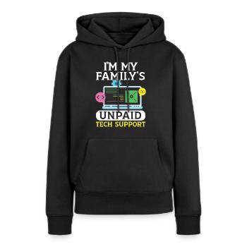 Je suis le support technique non rémunéré de ma famille Support technique - Sweat à capuche Premium bio Femme - noir - Devant - Julia (174cm)