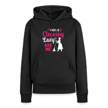 Besoin d’une femme de ménage Demandez-moi - Sweat à capuche Premium bio Femme - noir - Devant - Julia (174cm)