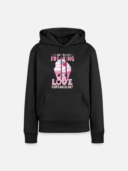 Cupcake Kawaii - Frauen Premium Bio Hoodie - Schwarz