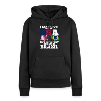 Brasilien - Frauen Premium Bio Hoodie - Schwarz - Vorne - Julia (174cm)