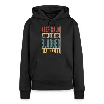 Blogger Retro Cadeau - Sweat à capuche Premium bio Femme - noir - Devant - Julia (174cm)