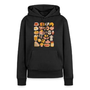 Petit déjeuner & brunch - Sweat à capuche Premium bio Femme - noir - Devant - Julia (174cm)