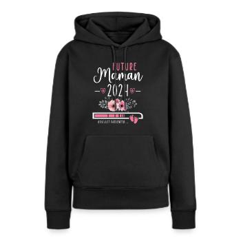 Future Maman 2024 Cadeau Nouvelle Naissance Maman - Sweat à capuche Premium bio Femme - noir - Devant - Julia (174cm)