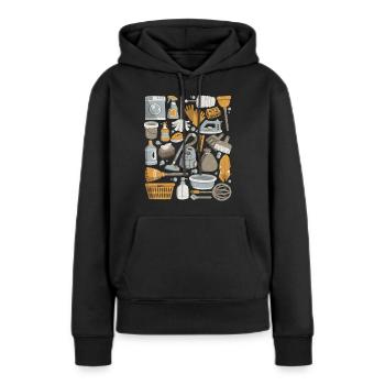 Nettoyage de la maison - nettoyage, nettoyage, nettoyage - Sweat à capuche Premium bio Femme - noir - Devant - Julia (174cm)