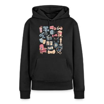 Kino - Filme, Leinwand, Popcorn - Frauen Premium Bio Hoodie - Schwarz - Vorne - Julia (174cm)