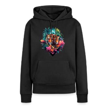Tiger im Dschungel - Frauen Premium Bio Hoodie - Schwarz - Vorne - Julia (174cm)