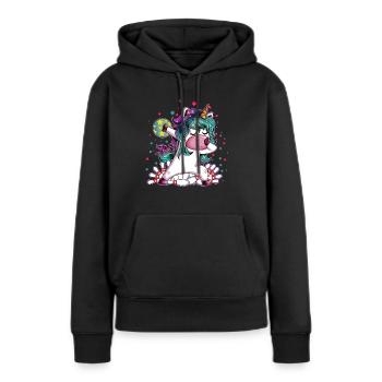 Bowling Einhorn Bowlingkugel Bowlingbahn Kegel - Frauen Premium Bio Hoodie - Schwarz - Vorne - Julia (174cm)