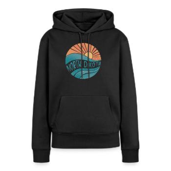 North Dakota - Frauen Premium Bio Hoodie - Schwarz - Vorne - Julia (174cm)
