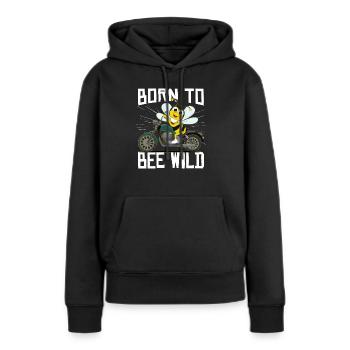 Né pour être une abeille, motard sauvage, abeille à miel - Sweat à capuche Premium bio Femme - noir - Devant - Julia (174cm)