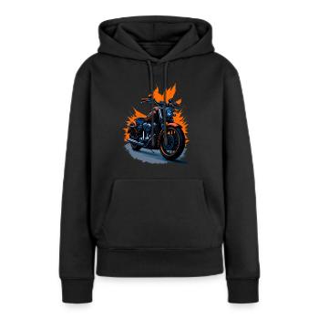 Klassisches Motorrad - Frauen Premium Bio Hoodie - Schwarz - Vorne - Julia (174cm)