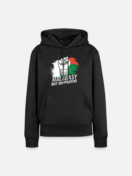 Pas malgache mais favorable au drapeau de Madagascar - Sweat à capuche Premium bio Femme - noir