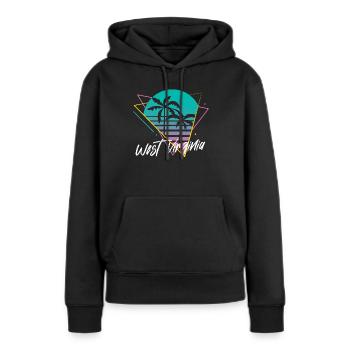 West Virginia - Frauen Premium Bio Hoodie - Schwarz - Vorne - Julia (174cm)