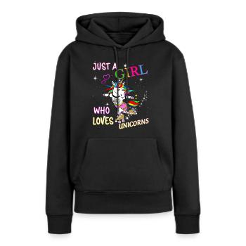 Just Une Fille Qui Aime Les licornes - Sweat à capuche Premium bio Femme - noir - Devant - Julia (174cm)