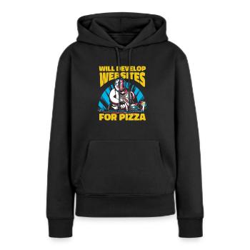 Développeur Web Développeur Web Pizza - Sweat à capuche Premium bio Femme - noir - Devant - Julia (174cm)