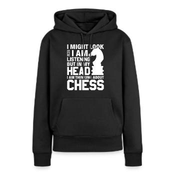 Il suffit de penser aux échecs - Knight Chess Piece Knight - Sweat à capuche Premium bio Femme - noir - Devant - Julia (174cm)