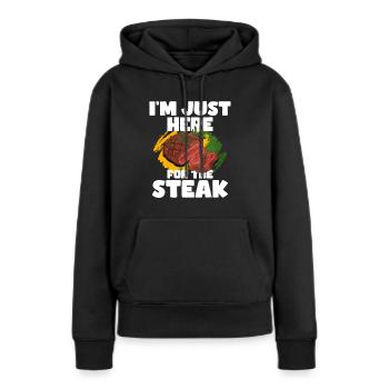 Steak - Frauen Premium Bio Hoodie - Schwarz - Vorne - Julia (174cm)