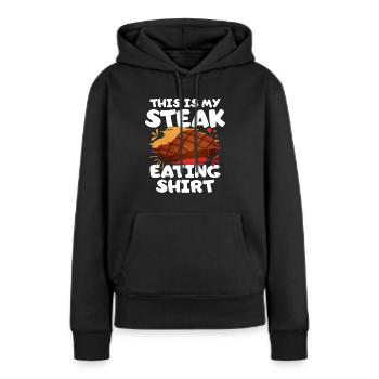Steak - Frauen Premium Bio Hoodie - Schwarz - Vorne - Julia (174cm)
