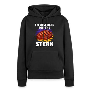 Steak - Frauen Premium Bio Hoodie - Schwarz - Vorne - Julia (174cm)