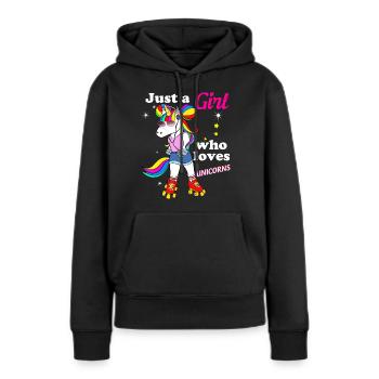 Licorne Roller Skate Style Vintage Années 80 - Sweat à capuche Premium bio Femme - noir - Devant - Julia (174cm)