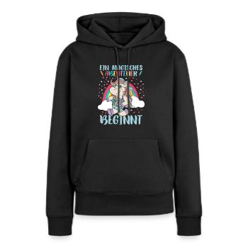 Schulranzen Einhorn Schulanfang Schulkind - Frauen Premium Bio Hoodie - Schwarz - Vorne - Julia (174cm)