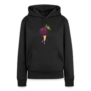 Prunes fraîches - Sweat à capuche Premium bio Femme - noir - Devant - Julia (174cm)