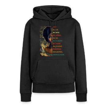 Belle Femme Noire Egypte Femme Fière Et Forte - Sweat à capuche Premium bio Femme - noir - Devant - Julia (174cm)