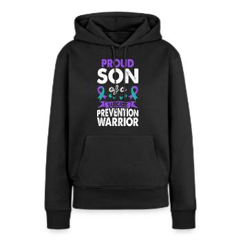 Fils du guerrier de la prévention du suicide - Sweat à capuche Premium bio Femme - noir - Devant - Julia (174cm)