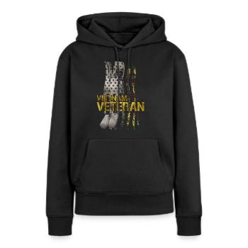 Vétéran du Vietnam - Sweat à capuche Premium bio Femme - noir - Devant - Julia (174cm)