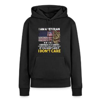 Vétéran du Vietnam - Sweat à capuche Premium bio Femme - noir - Devant - Julia (174cm)