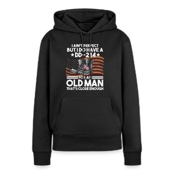 Vétéran du Vietnam - Sweat à capuche Premium bio Femme - noir - Devant - Julia (174cm)
