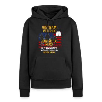 Vétéran du Vietnam - Sweat à capuche Premium bio Femme - noir - Devant - Julia (174cm)