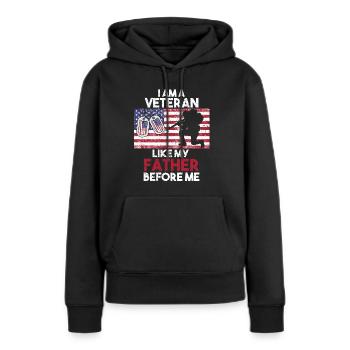 Vétéran du Vietnam - Sweat à capuche Premium bio Femme - noir - Devant - Julia (174cm)