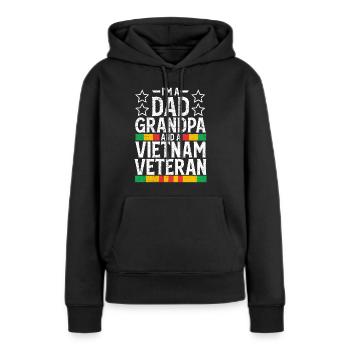 Vétéran du Vietnam - Sweat à capuche Premium bio Femme - noir - Devant - Julia (174cm)