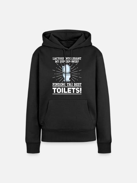 Laktose Intolerant Toiletten - Unverträglichkeit - Frauen Premium Bio Hoodie - Schwarz