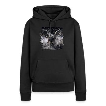 Hiboux Hibou Hibou Aigle Hibou Chouette de nuit Hibou - Sweat à capuche Premium bio Femme - noir - Devant - Julia (174cm)