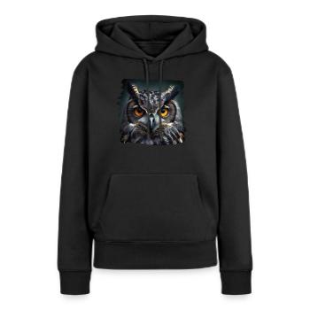 Hiboux Hibou Hibou Aigle Hibou Chouette de nuit Hibou - Sweat à capuche Premium bio Femme - noir - Devant - Julia (174cm)