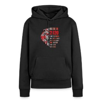 2020 Birthday Lion made in - Women’s Premium Organic Hoodie - black - Front - Julia (174cm)